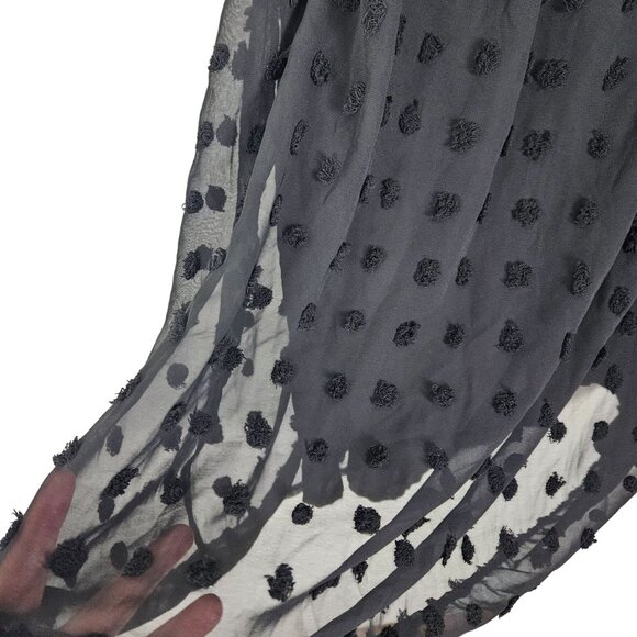 Womens Black Babydoll Short-Sleeve Boho Skater Dress Swiss Dot Pattern Size Med - Picture 9 of 11